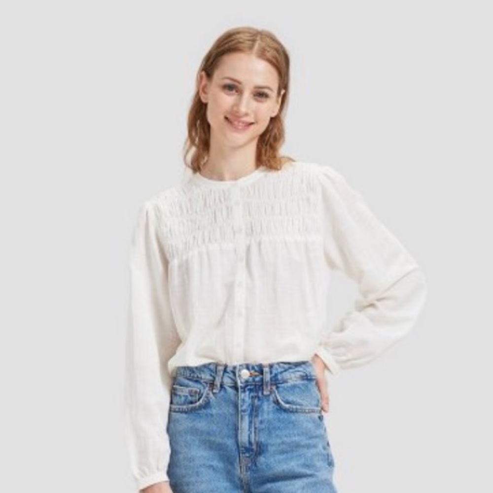 Long-Sleeve White Button-Down Shirt